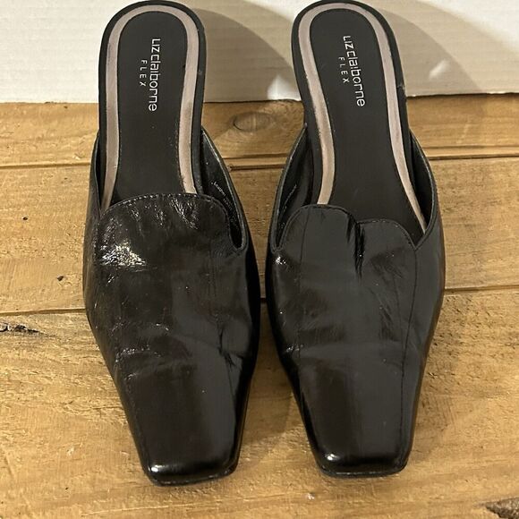 Liz Claiborne Flex Kisa Classic Slip on  Women’s Black Leather Slide Mule 7M - Picture 2 of 6